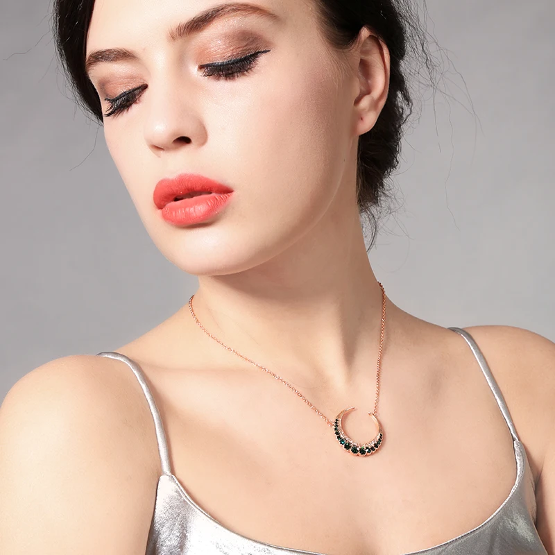 3 цвета стразы ожерелье с Луной простая мода короткая цепочка макси подвеска