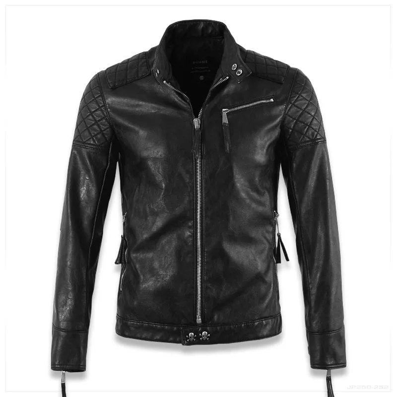 Мужские кожаные куртки мотоциклетная кожаная куртка Повседневная мода|men brand leather
