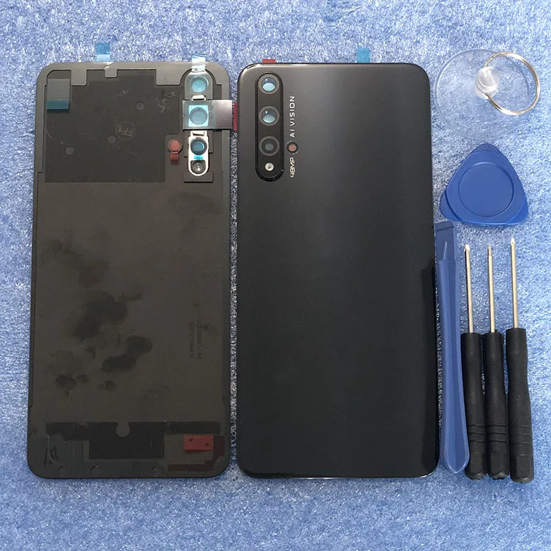 Для 6,2" huawei Honor 20 Axisinternational 3D Стекло задняя Батарея крышка чехол+ 3 М Стикеры+ Стекло объектив+ вспышка+ Камера рамка