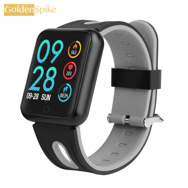 black gray Смарт-часы P68 с Bluetooth, женские часы с монитором сердечного ритма, умные часы для iphone, samsung, huawei, ios, Android phone PK GT88 DZ09 S226 X6 - Цвет: black gray