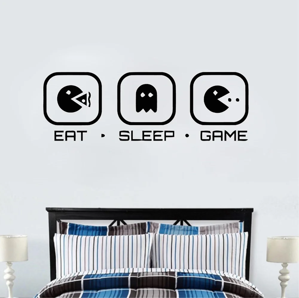 Геймер Наклейки на стены контроллер видео настенный игровой стикер &quot Eat Sleep игры