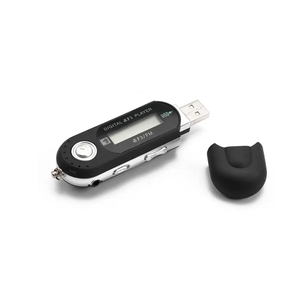 Цифровой мини USB MP3 музыкальный плеер функция FM радио с TF слот для карты ЖК-экран портативный USB флэш-накопитель с наушником - Цвет: Черный