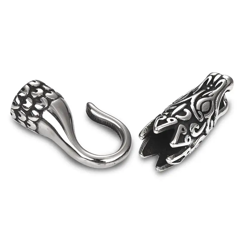Viking бусины из нержавеющей стали змеиная голова застежка крючок разъемы кожаный шнур браслет DIY Ювелирные изделия Аксессуары