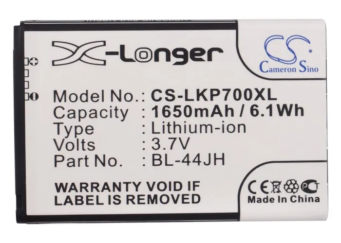 BL 44JH батареи Cameron Sino 1650mAh для LG AS730 E450 L34C L35 L35g L38C L39C LG730 LS860 LW770 MS770 P700 P705 P750 P870 VS415|battery