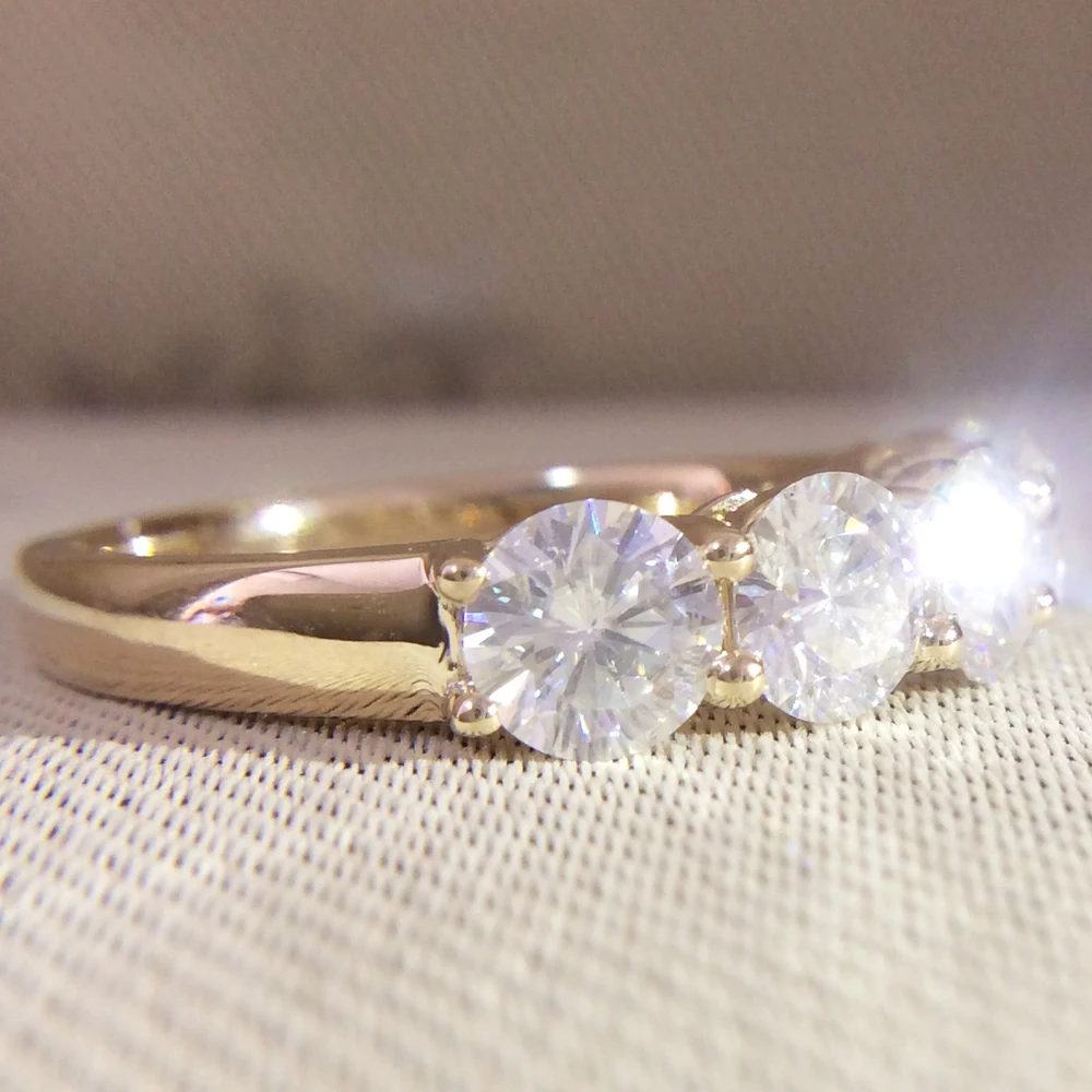 Круглый обручальный браслет DF Moissanite желтое золото 14 к 5 шт. всего 0 CTW лабораторный