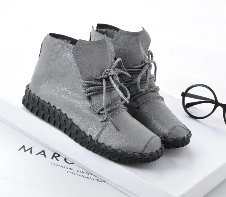 Высокое Качество Женщин Сапоги Ручной Работы Из Натуральной Кожи Ботильоны