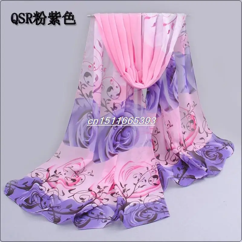Pink purple Новинка хлопковый шарф han цветы розы и шарфы качественные товары шифоновые полиэфирные шарфы пляжный Шелковый шарф - Цвет: Pink purple