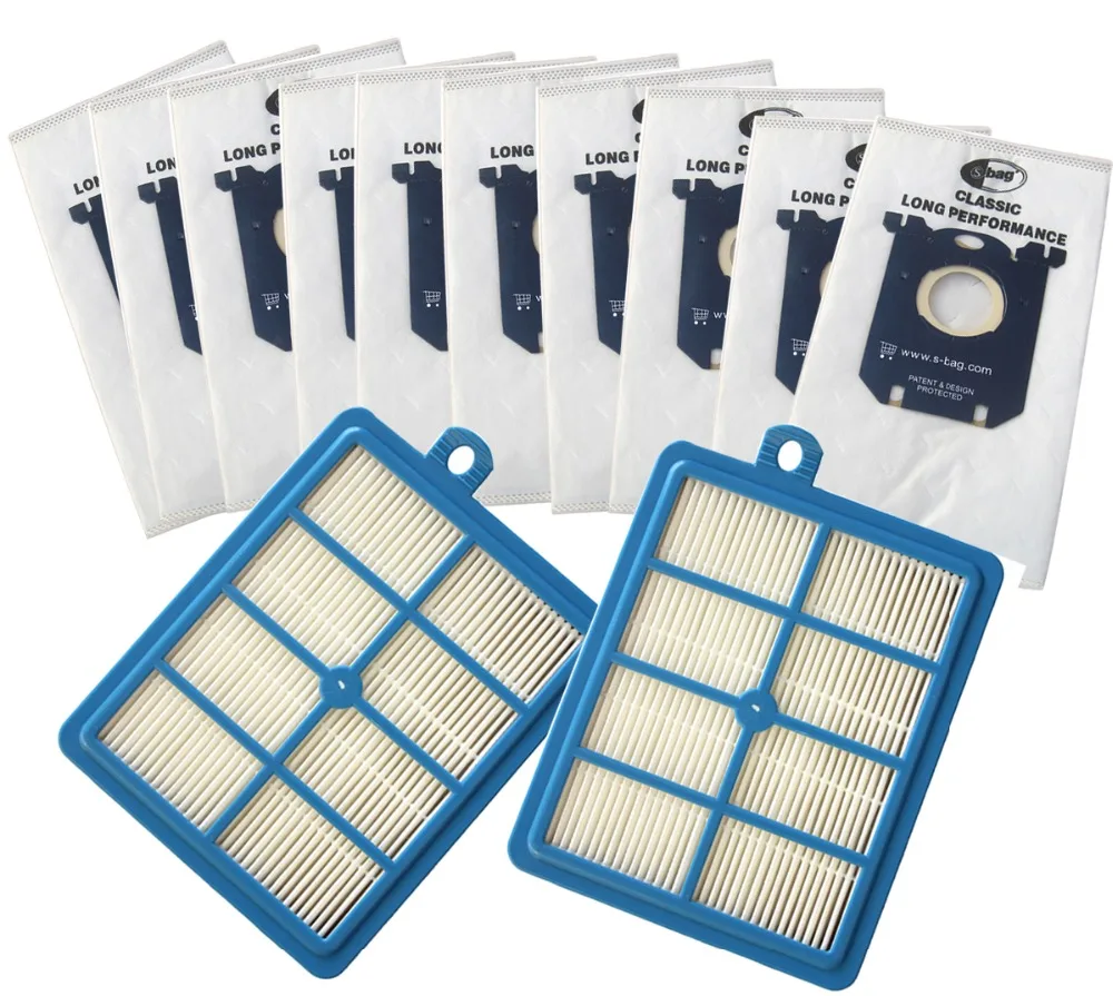 10x пылесборники для s bag и 2x H12 Hepa фильтр подходит Philips Electrolux Cleaner Бесплатная