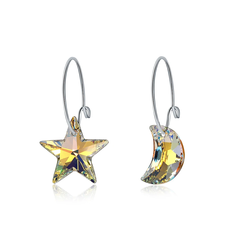 

BAFFIN Fashion Star Moon Drop Earrings Colorful Crystals From Swarovski For Women Party Silver Color Ear Jewelry Friends Gift