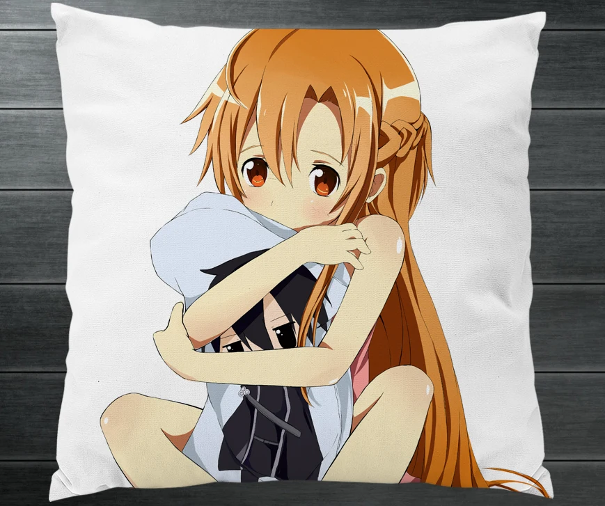 Аниме Роман Сан меч искусство онлайн Kirito Yuuki Asuna двухсторонняя подушка чехол