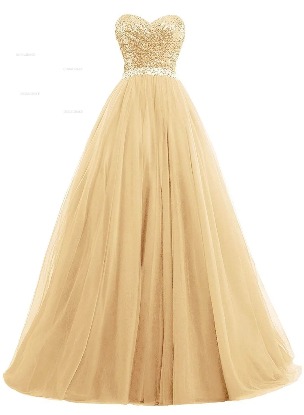 Doragrace Glamorous A Line Sweetheart Tulle Skirt Crystal Sequins Evening Gowns Prom Dresses Plus Size | Свадьбы и торжества