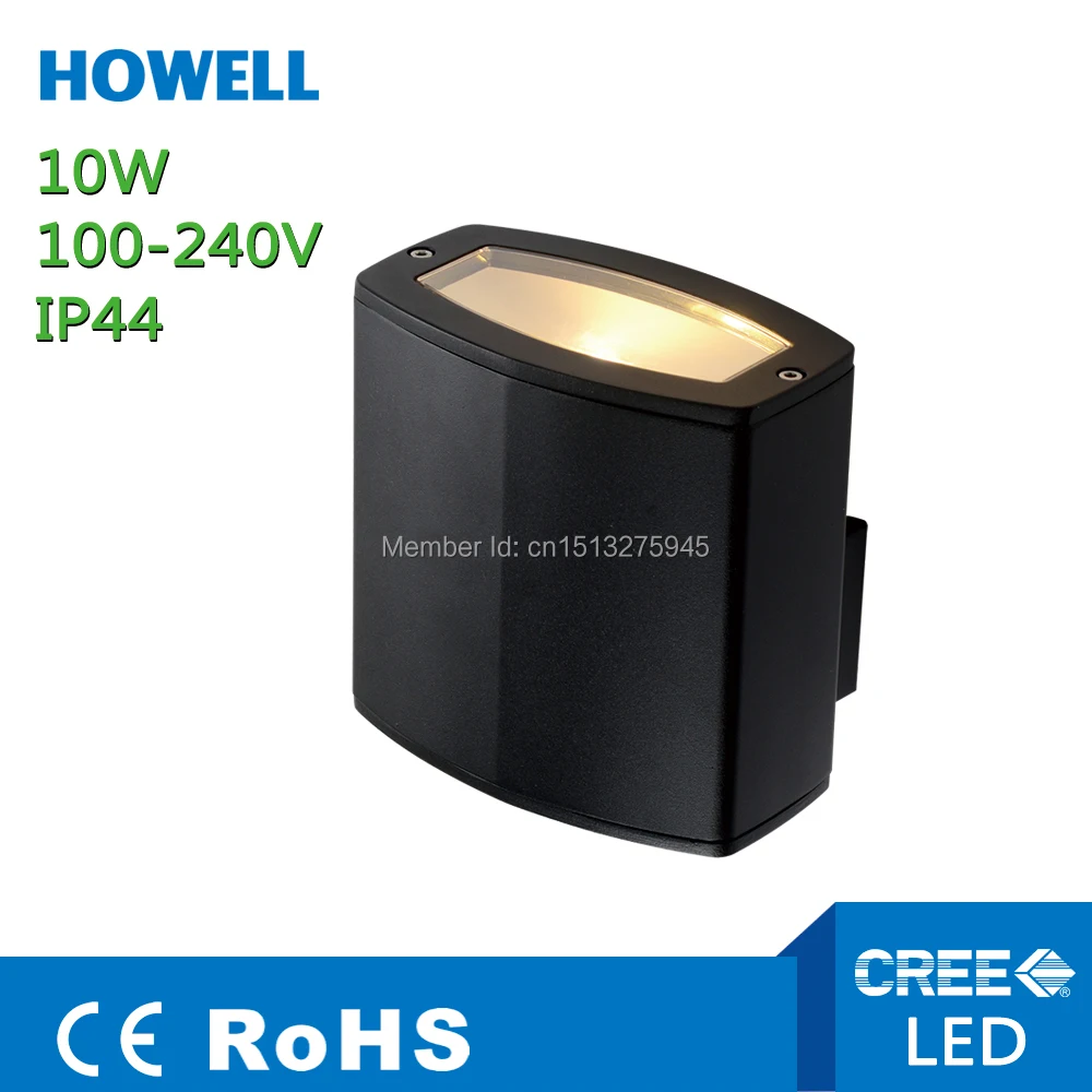 H14901 howell 10W IP44 700lm CREE COB led 100 240V Алюминий Черный Водонепроницаемый