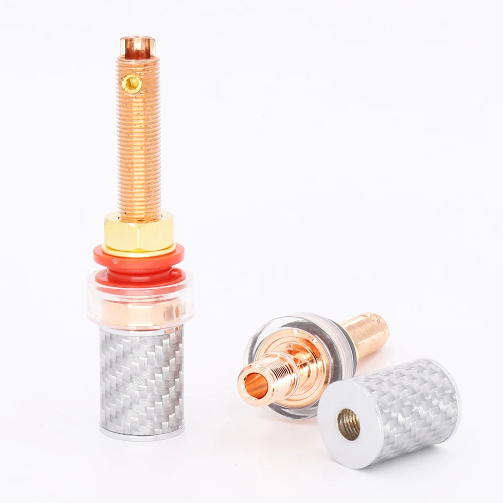 4 шт./компл. Hi End углеродное волокно Красный медный разъем динамика длинный