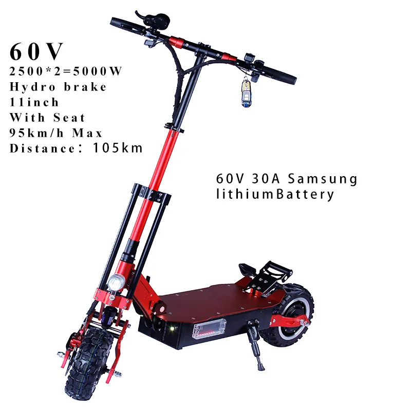 JS 60 V 5000 W 11 дюймов внедорожный электрический скутер супер мощный бесщеточный двигатель Ховерборд CE скейтборд руимы для унисекс взрослых - Цвет: 60V 30Ah SAM Red