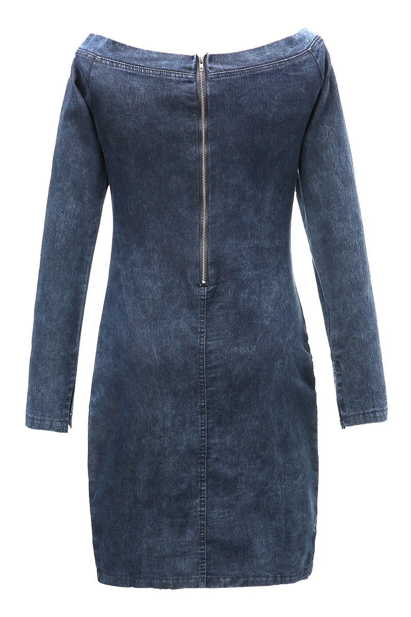 Женское винтажное платье SIMLOVEYO облегающее из джинсовой ткани с открытыми плечами
