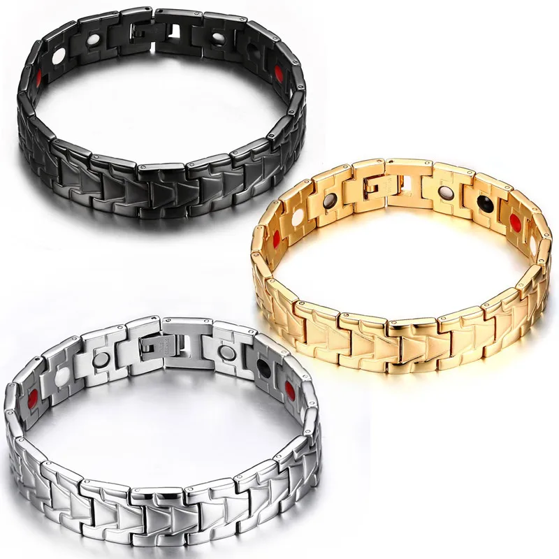 Vnox Здоровье и гигиена браслет Браслеты черный Нержавеющая сталь магнит германий