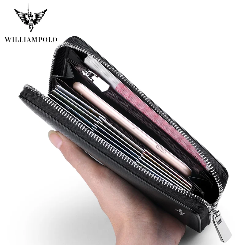 Длинные кошельки WILLIAMPOLO из натуральной кожи мужской держатель для мобильного