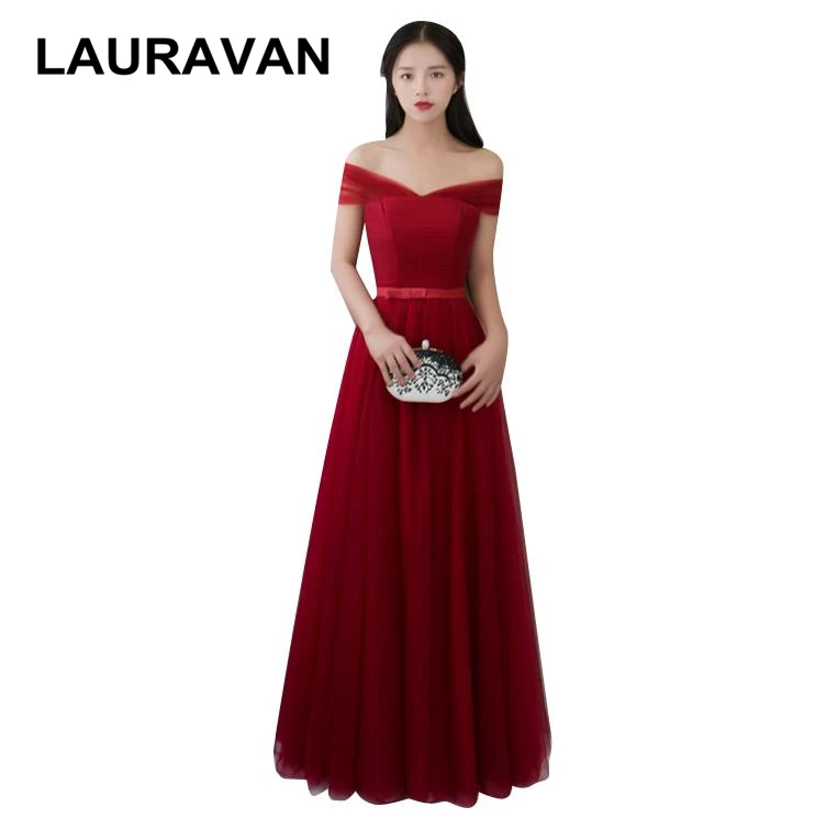 

cheap girls long wine red burgundy bridesmaid tulle bridal team bridesmades dresses for party bridemaides dress under 50
