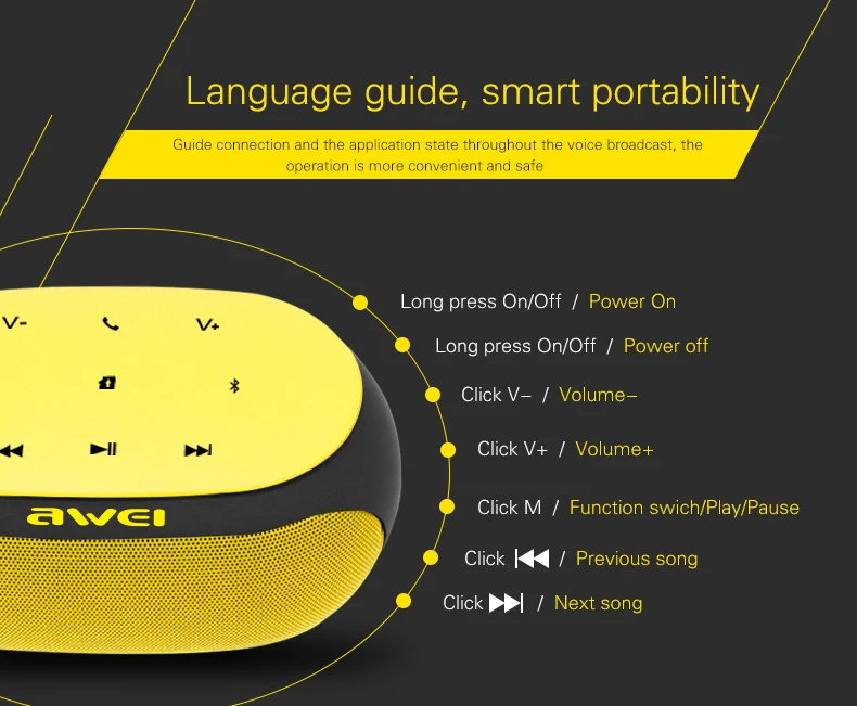 DRXENN Awei Y200 Bluetooth Speaker Portable Wireless Soundbar Mini Music Boombox For Computer Phone Support Bluetooth TF USB