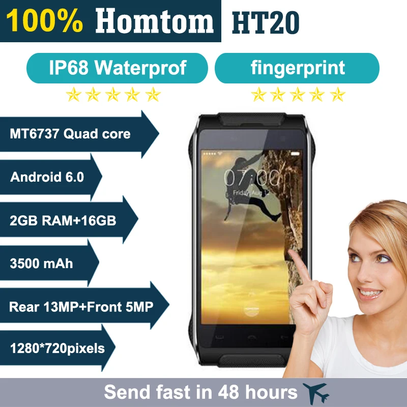 HOMTOM HT20 водонепроницаемый ударопрочный телефон отпечатков пальцев 3500 мАч 4 7
