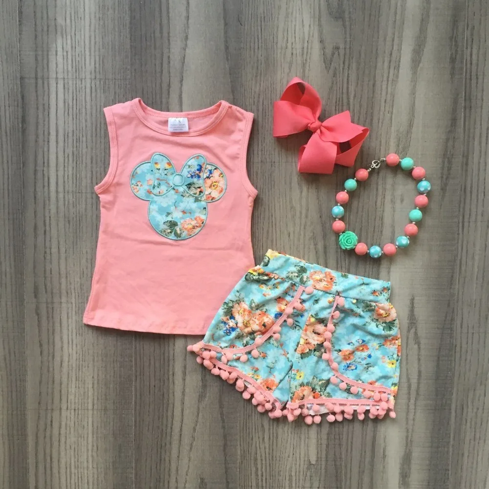 Новое поступление летних комплектов для маленьких девочек топ с цветочным