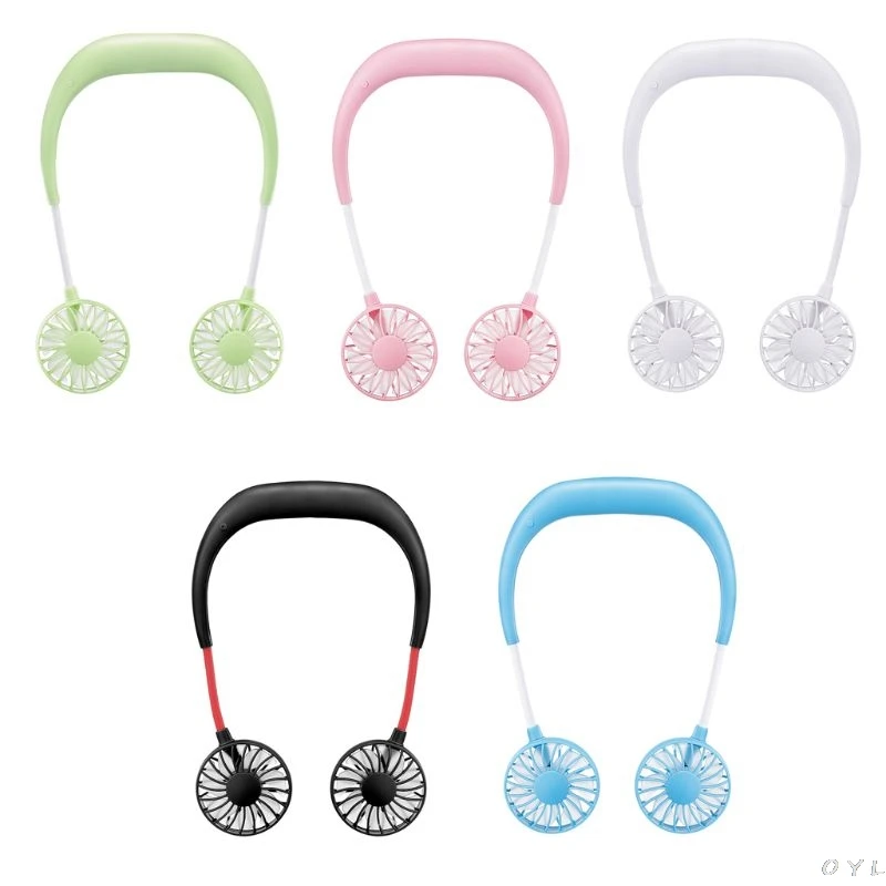 Hands-free Neck Band Hands-Free Hanging USB Rechargeable Dual Fan Mini Air Cooler Summer Portable | Бытовая техника