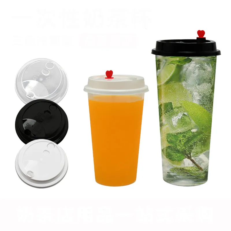 

Disposable Plastic Cup Milk Tea Coffe Drinking Juice Cup Beverage Packaging Cup Lids High Transparent 90 Caliber