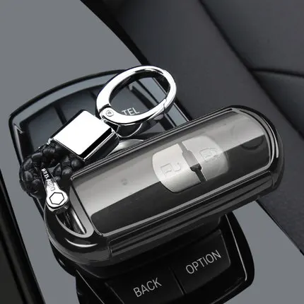 black with keychain TPU Car key fob cover case protect for Mazda 2 mazda 3 mazda 5 mazda 6 CX-3 CX-4 CX-5 CX-7 CX-9 Atenza Axela MX5 Car styling - Название цвета: black with keychain