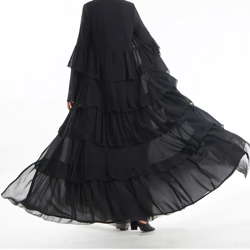 Мусульманское платье-кардиган Abaya Черное длинное шифоновое платье макси для
