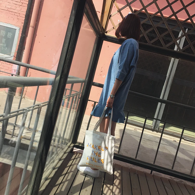 Цвет буквы молодежи сладкий искусство холщовый мешок простой дикий портативный