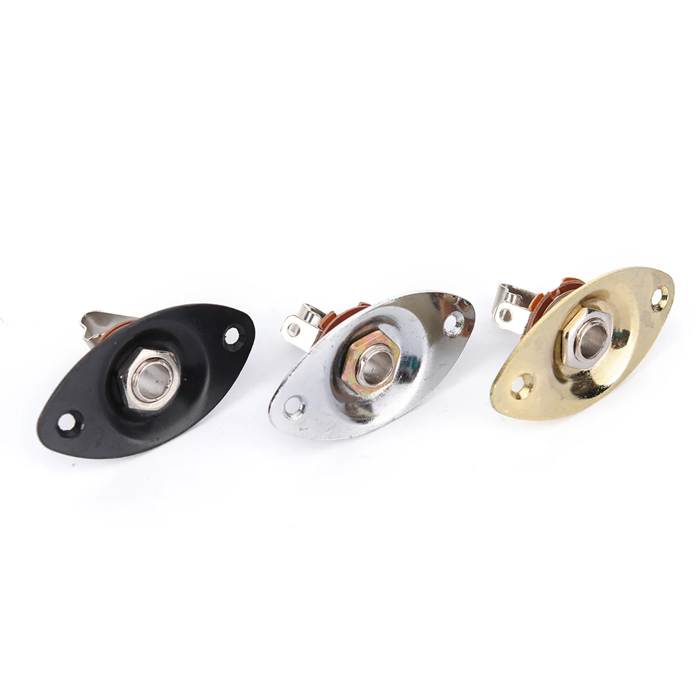 

1 Set Gold,Black,Silver Colors Chrome Oval Output Plate Jack Jackplate Socket With Jack For Electric LP Guitar