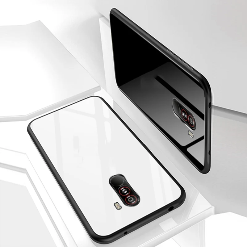 Для Xiaomi POCOPHONE F1 чехол сплошной цвет Закаленное стекло для телефона POCOPHONEF1 Чехлы POCO