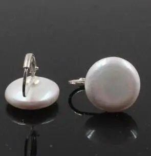 12-13mm Coin white freshwater pearls silver earrings | Украшения и аксессуары