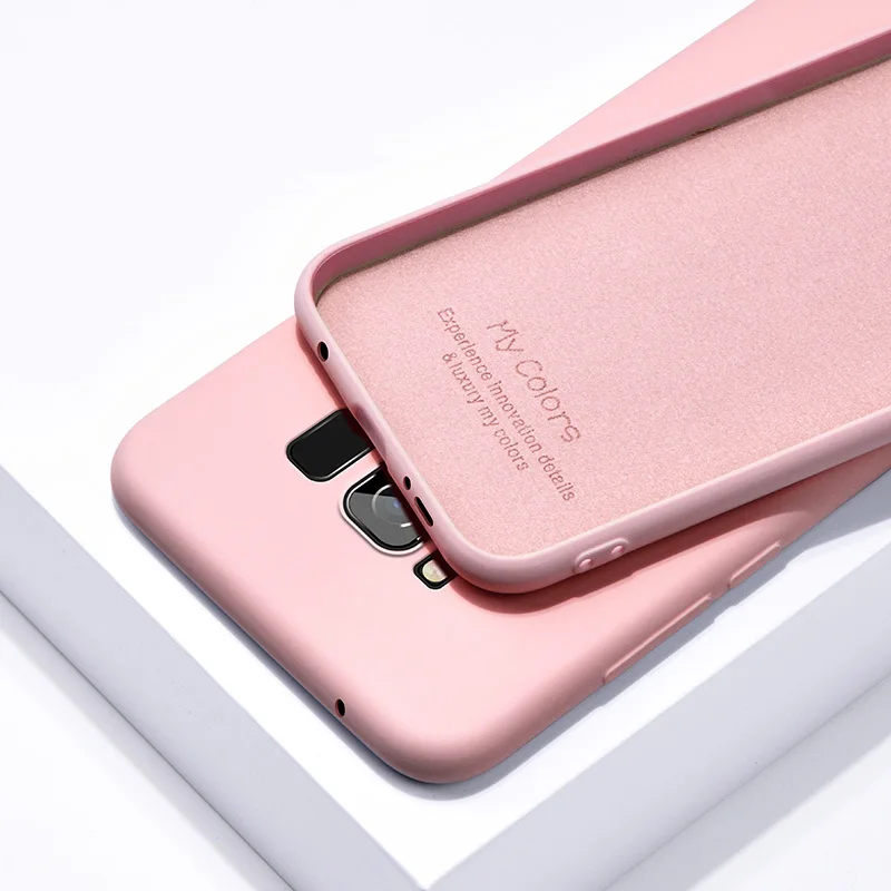 Pink Жидкий силиконовый чехол для samsung Galaxy S8 S9 Plus S10 Lite S10E Note 8 9 10 Pro мягкий тонкий полный чехол s Coque Funda - Цвет: Pink