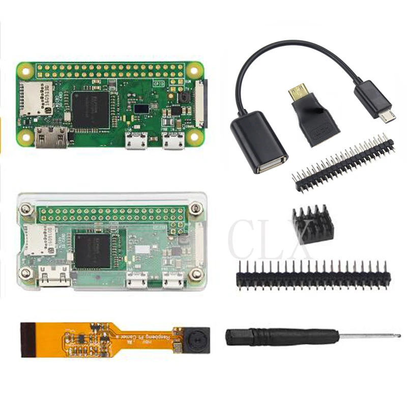 Raspberry Pi Zero W начальный комплект 5 Мп камера + Официальный чехол радиатор 2x20