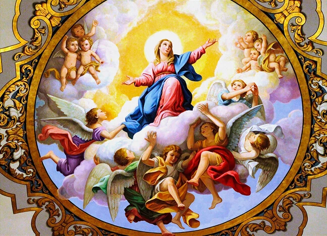 Пользовательские потолочные обои Девы Марии и ангел картина маслом для гостиной