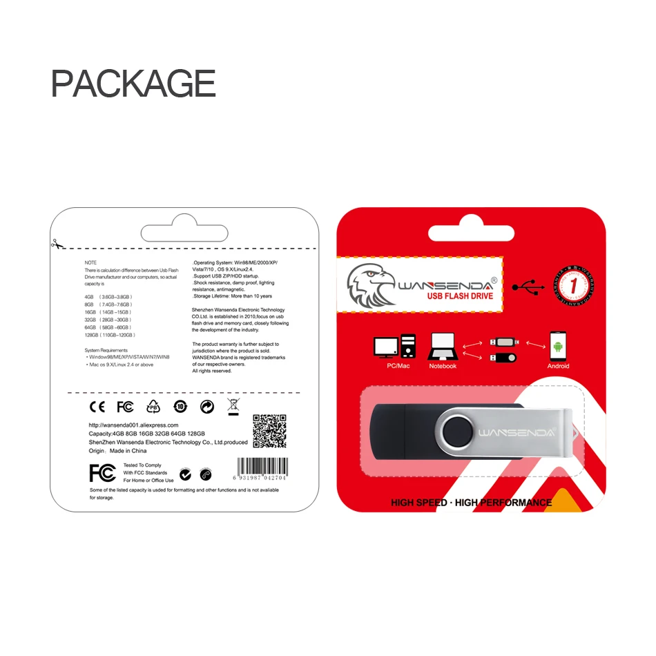 Оригинальный OTG USB флеш-накопитель Wansenda D103 256 ГБ 128 64 32 16 8 3 0 флешка для Android/ПК |