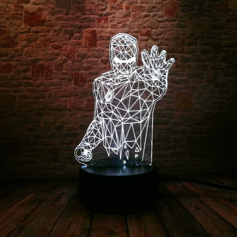Новый супер герой мстители Mavel Железный человек 3D 7 цветов затемнение градиент