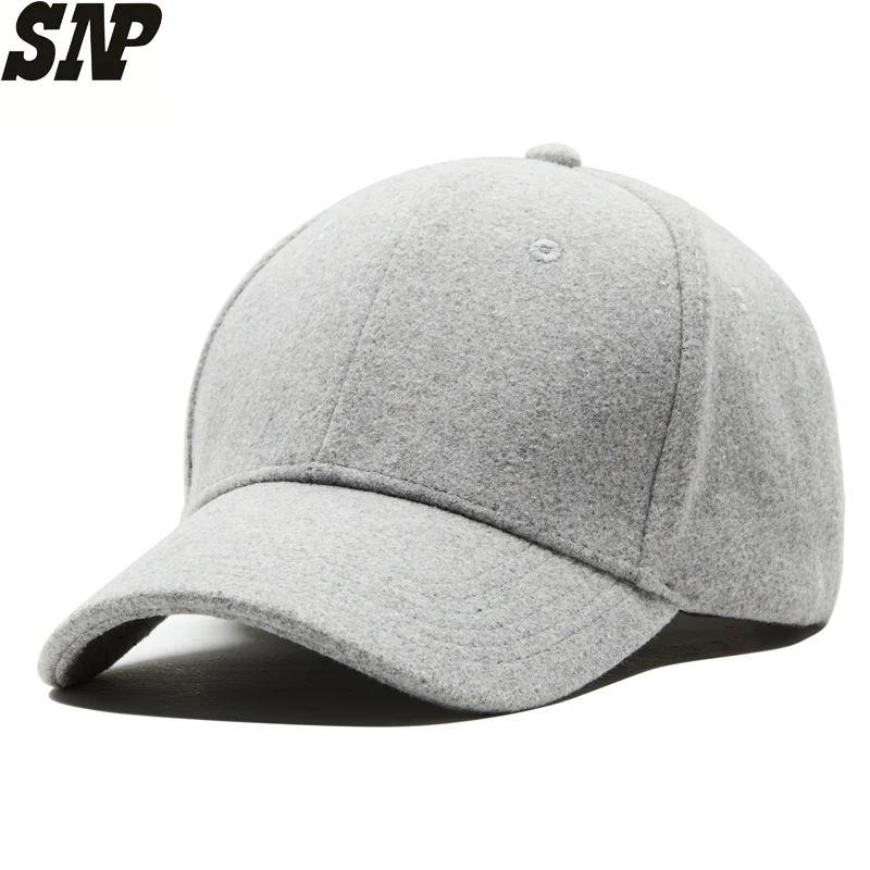 Мужские и женские зимние шерстяные бейсболки Sanpback, женские шапки, мужские зимние теплые бейсболки, регулируемые 55-60 см