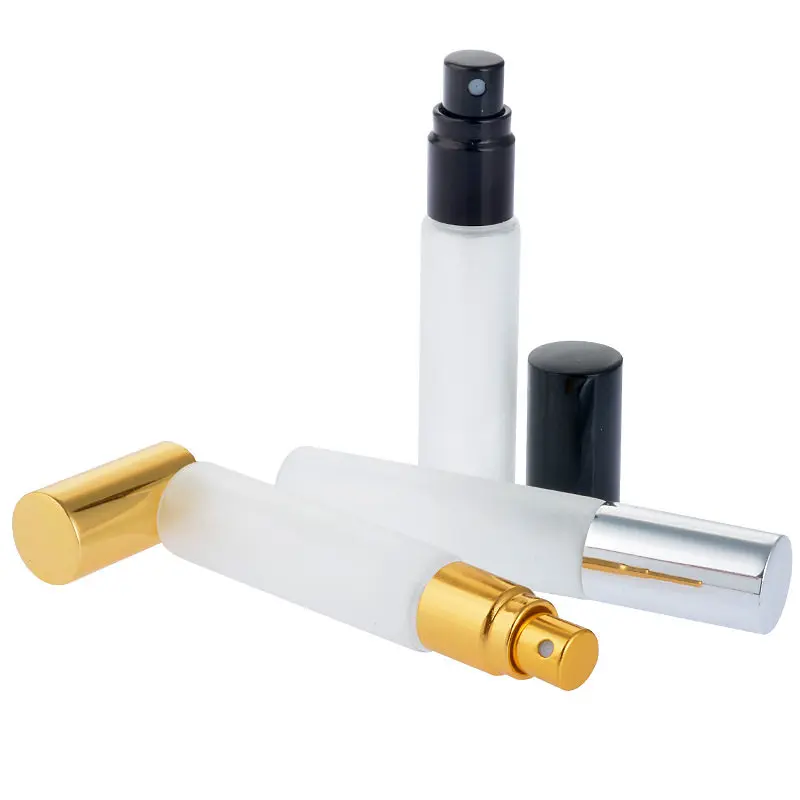 

5ML 10ML Frosted Glass Spray Bottle Portable Perfume Atomizer Mini Sample Bottle with Gold Silver Cap F20171331