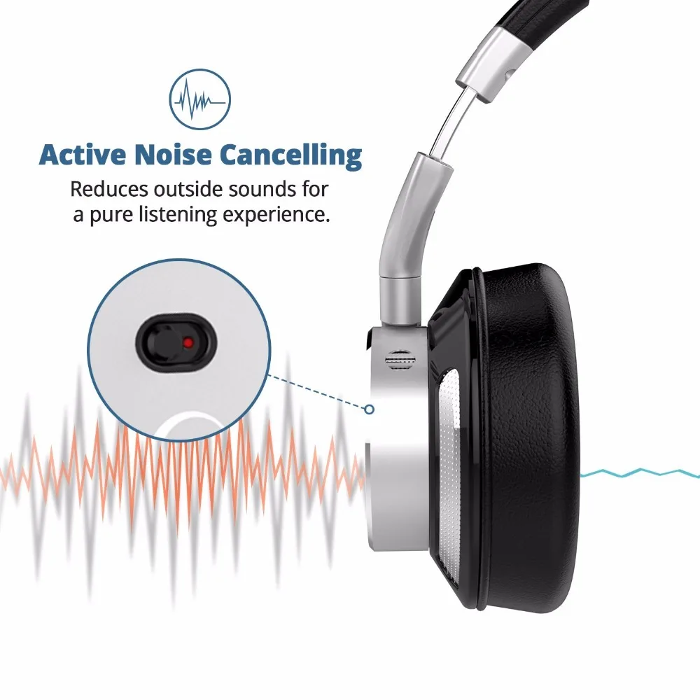 Ideausa V200 Active Шум шумоподавления ANC Bluetooth наушники за ухо Hi-Fi Беспроводной с