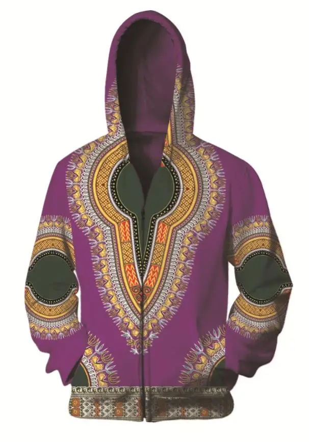 Spandex Bazin Riche Traditional Print Pullover African Dashiki Hoodie 3D Africa Clothe Red Yellow Purple Black Orange Blue Green |