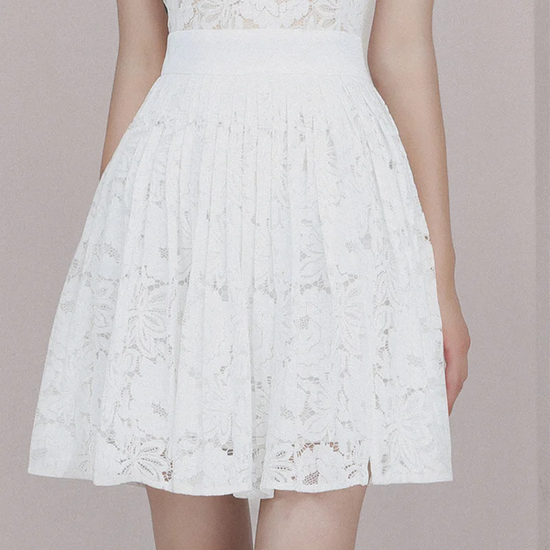 Женское мини-платье на бретельках Max Spri элегантное кружевное ТРАПЕЦИЕВИДНОЕ