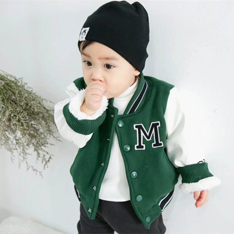 SFC-275 Sengfei Active New Children Baby Boys Outerwear Winter Button Baseball Uniform Plus Velvet Coat |