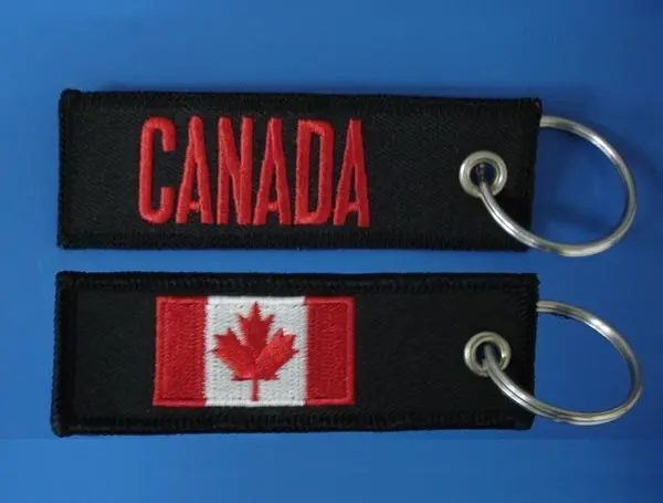 Брелки с вышивкой в Канаде сделанные на заказ Саржевые брелки металлическое