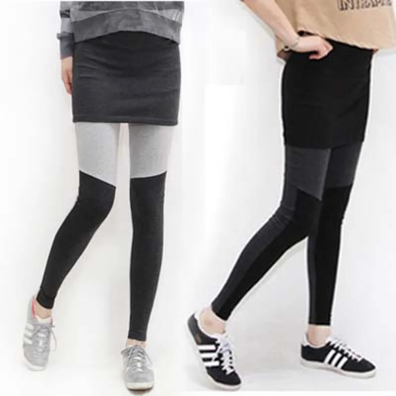 New pregnant women autumn and winter Korean fashion color matching fake two pants skirt leggings | Мать и ребенок