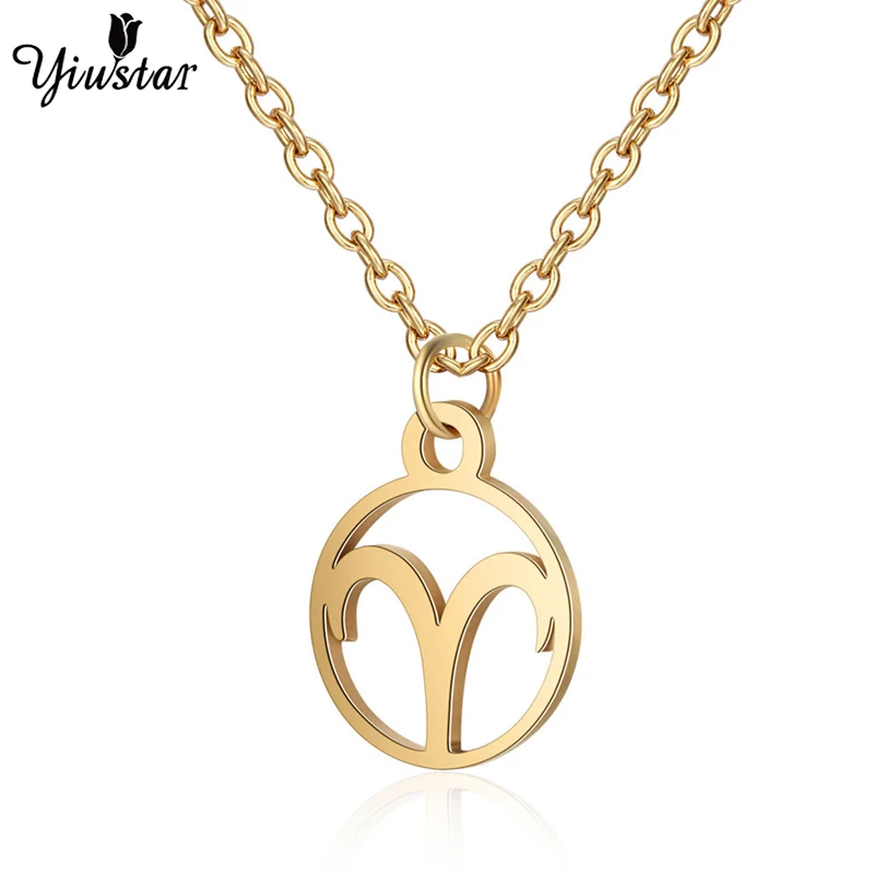 Yiustar 2021 New Fashion Lovely Sweet Charming Aries Pendant Necklace Geometric Charm Necklace For Women Girls Kids Party Gifts
