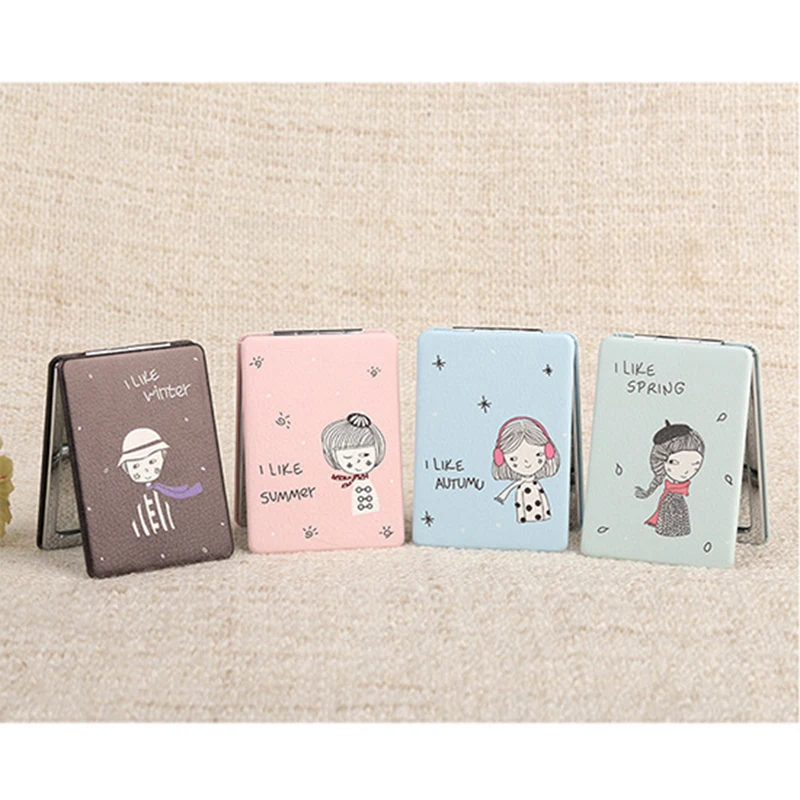 CN-RUBR мультфильм смайлик Макияж зеркало милая девушка Прямоугольный складной из