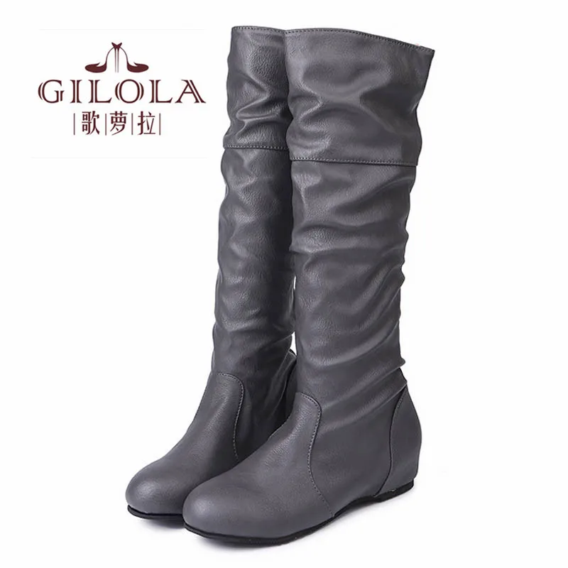 GILOLA/теплые зимние женские сапоги до середины икры на искусственном меху женская