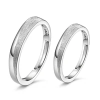100 925 sterling silver fashion dull polish loverscouple rings jewelry wholesale female men open finger ring drop shipping